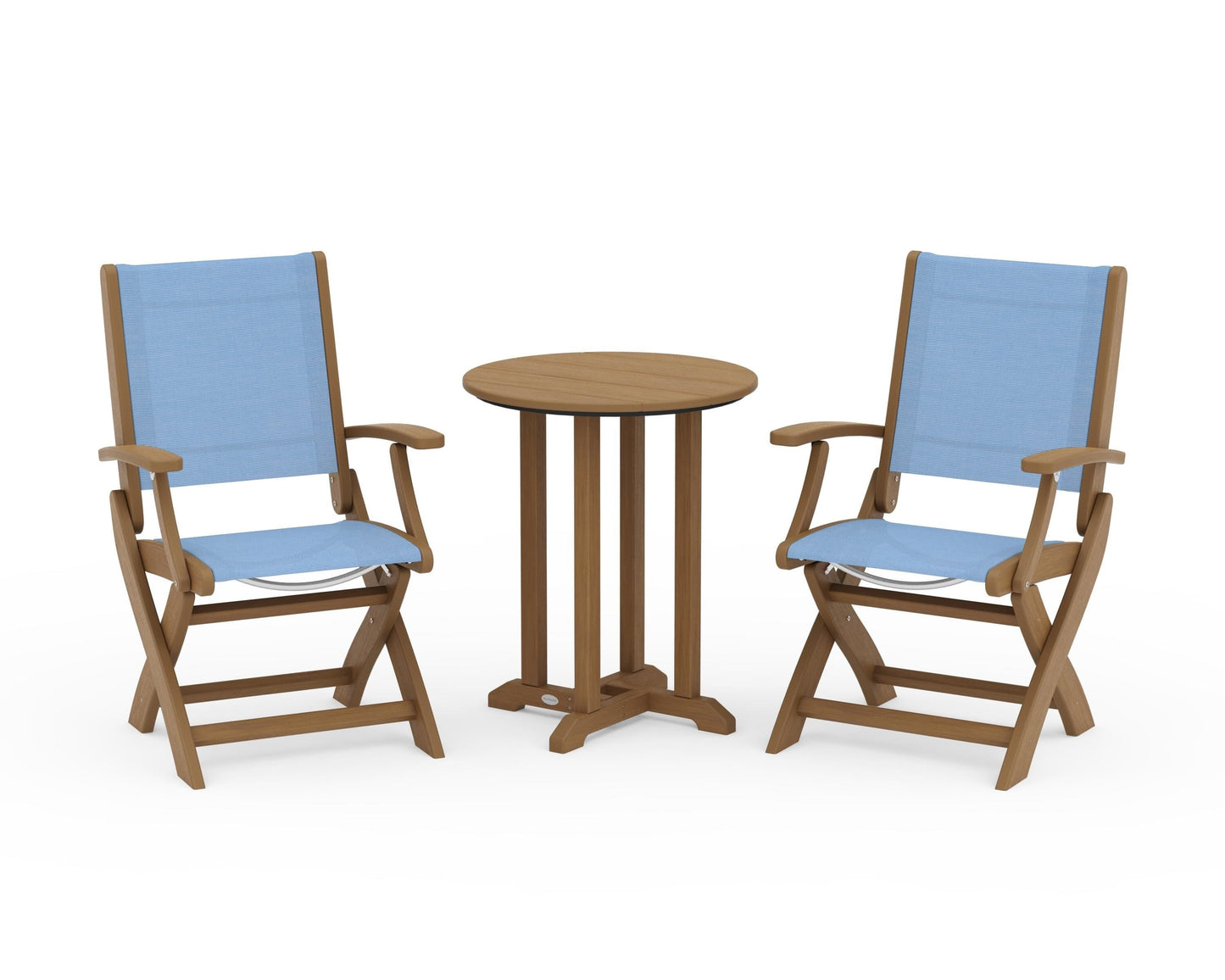 Coastal Folding 3-Piece Round Bistro Dining Set