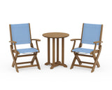 Coastal Folding 3-Piece Round Bistro Dining Set