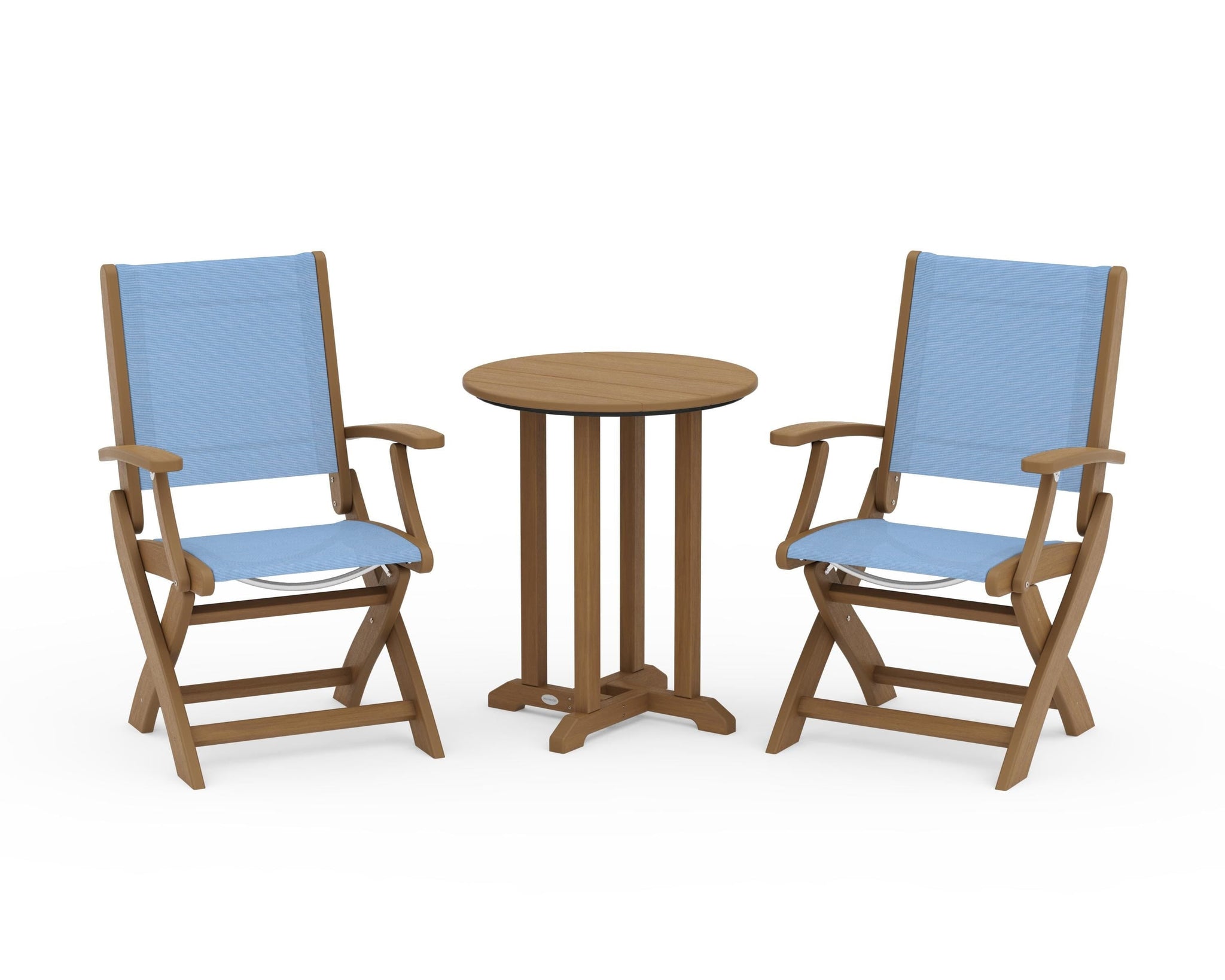 Coastal Folding 3-Piece Round Bistro Dining Set