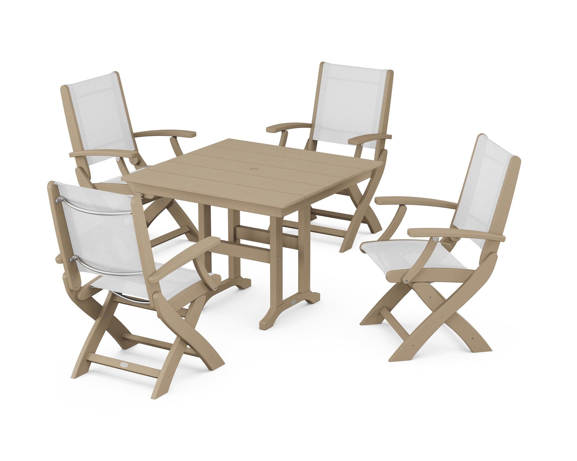Coastal Folding Chair 5-Piece Farmhouse Dining Set