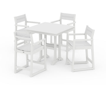 EDGE Sling Arm Chair 5-Piece Farmhouse Counter Set with Trestle Legs