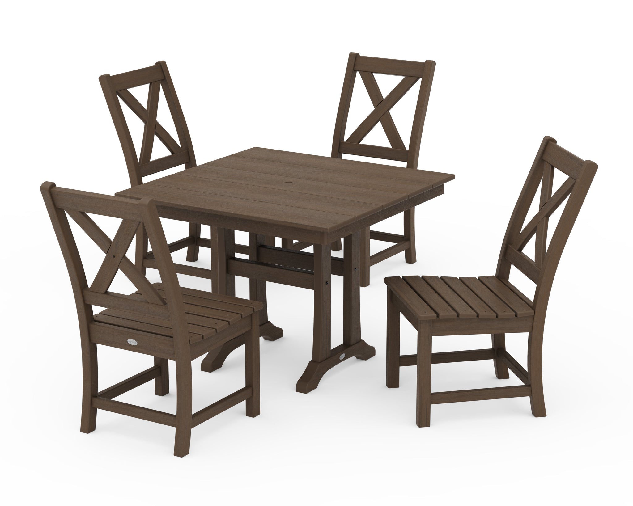 Braxton Side Chair 5-Piece Farmhouse Dining Set With Trestle Legs