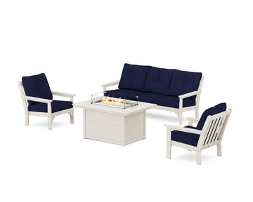 Vineyard Deep Seating Fire Pit Table Set