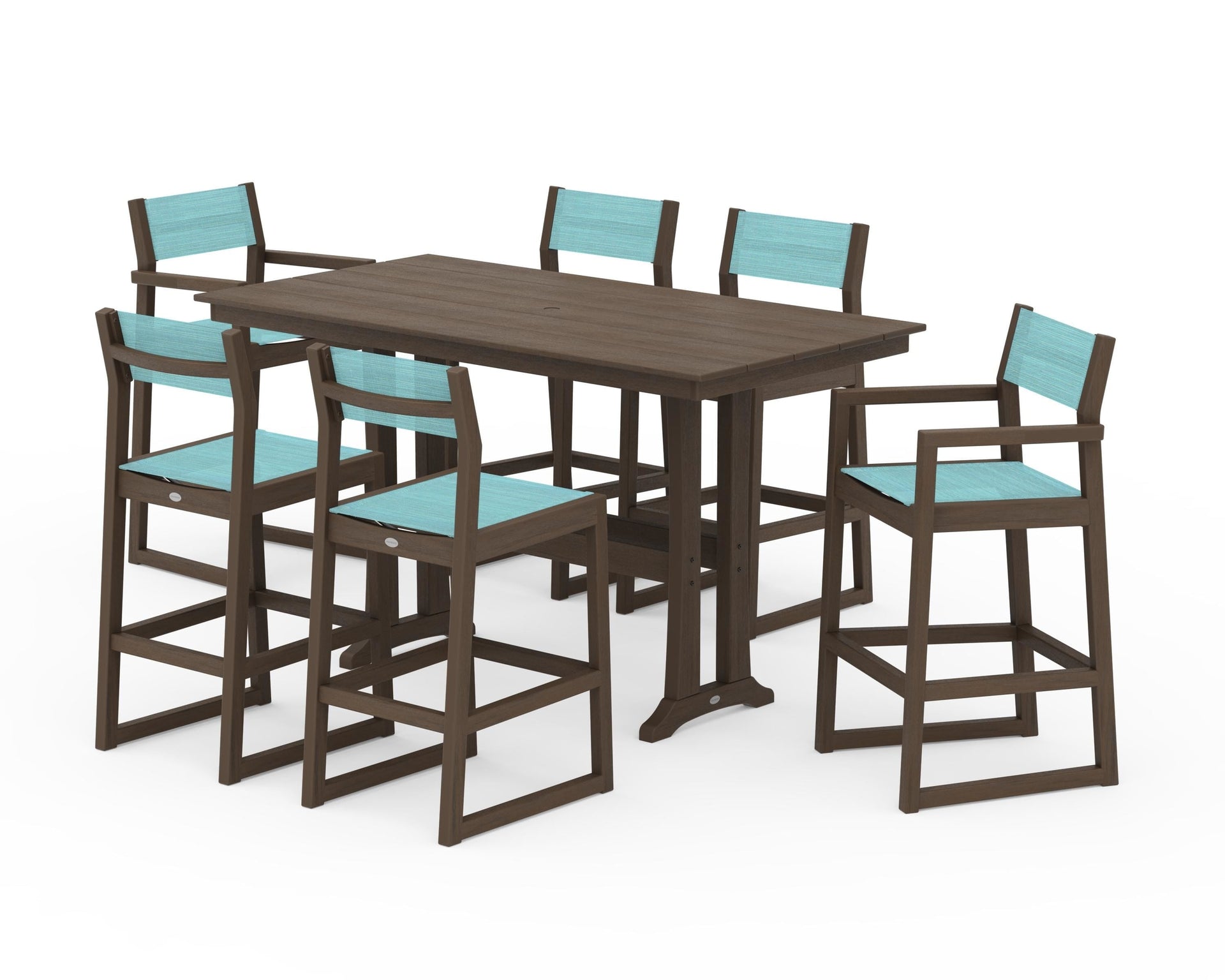 EDGE Sling 7-Piece Farmhouse Bar Set with Trestle Legs