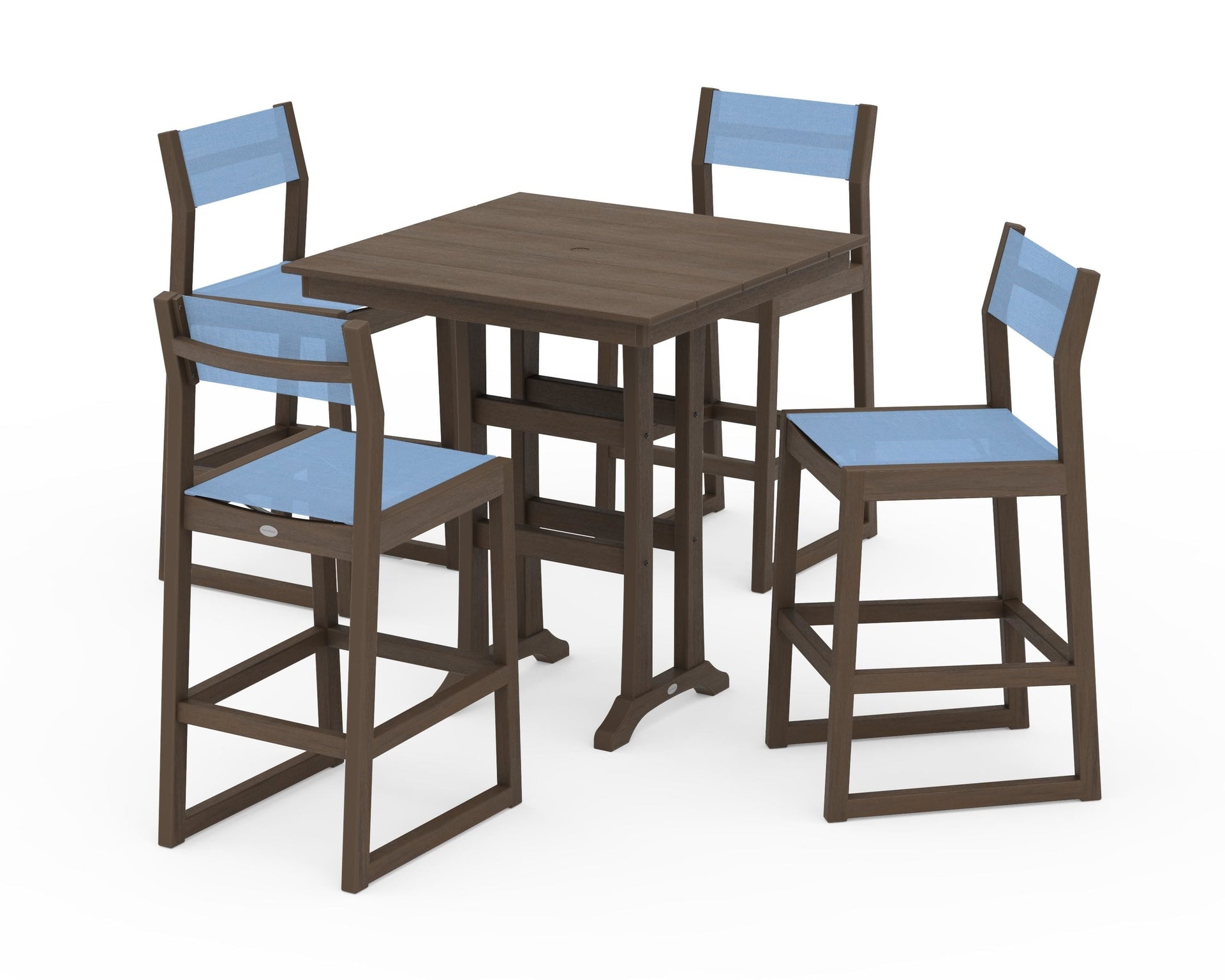 EDGE Sling Arm Chair 5-Piece Farmhouse Bar Set with Trestle Legs