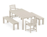 La Casa Cafe' 5-Piece Parsons Dining Set with Benches