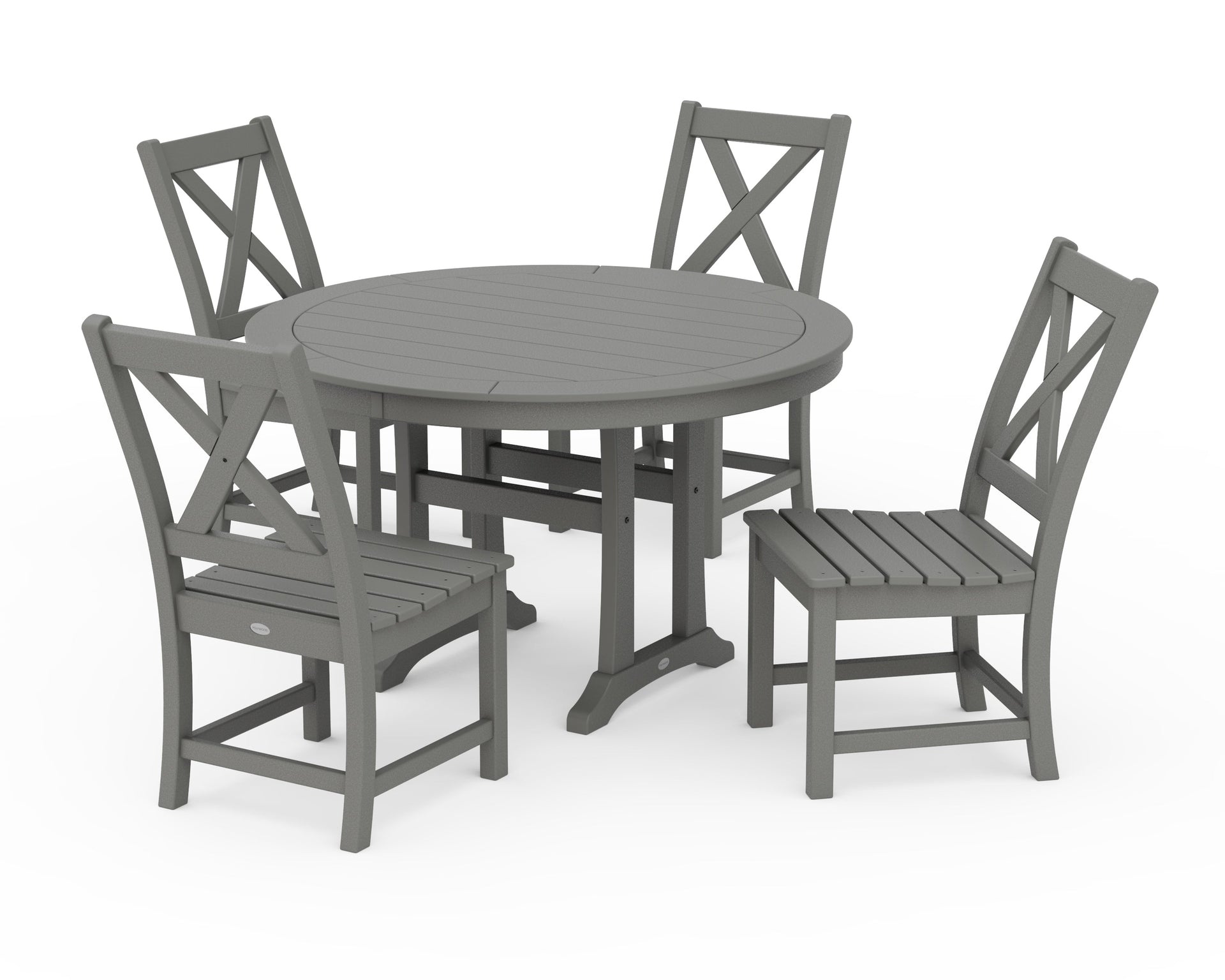 Braxton Side Chair 5-Piece Round Dining Set With Trestle Legs