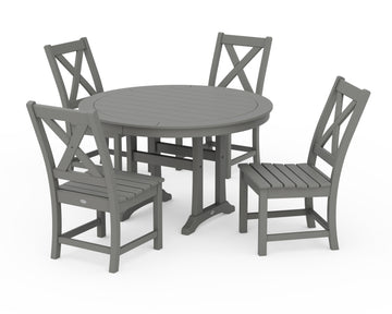 Braxton Side Chair 5-Piece Round Dining Set With Trestle Legs