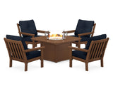 Vineyard 5-Piece Conversation Set with Fire Pit Table