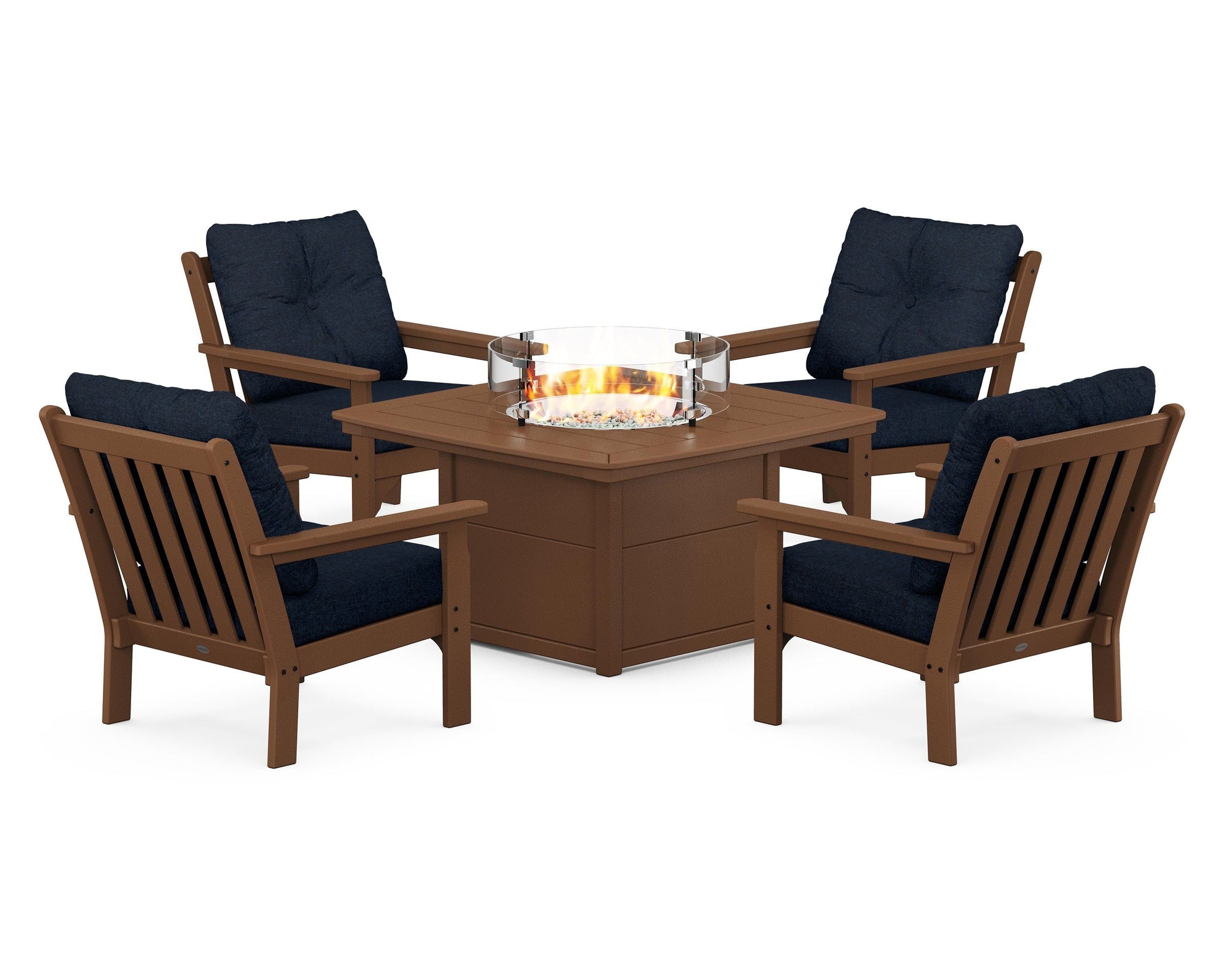 Vineyard 5-Piece Conversation Set with Fire Pit Table