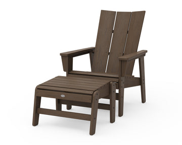 Modern Grand Upright Adirondack Chair with Ottoman
