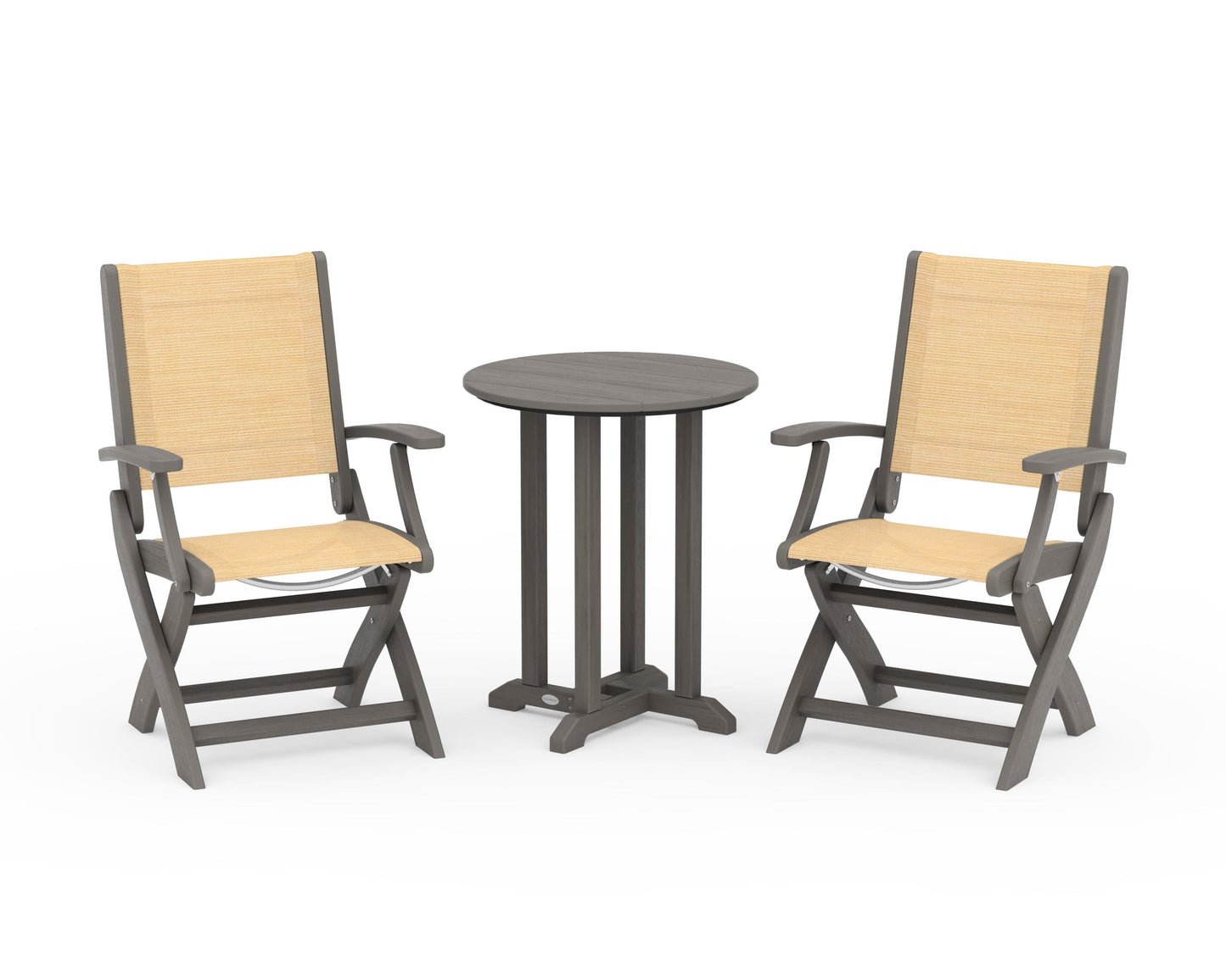Coastal Folding 3-Piece Round Bistro Dining Set