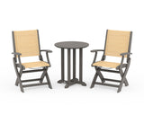 Coastal Folding 3-Piece Round Bistro Dining Set