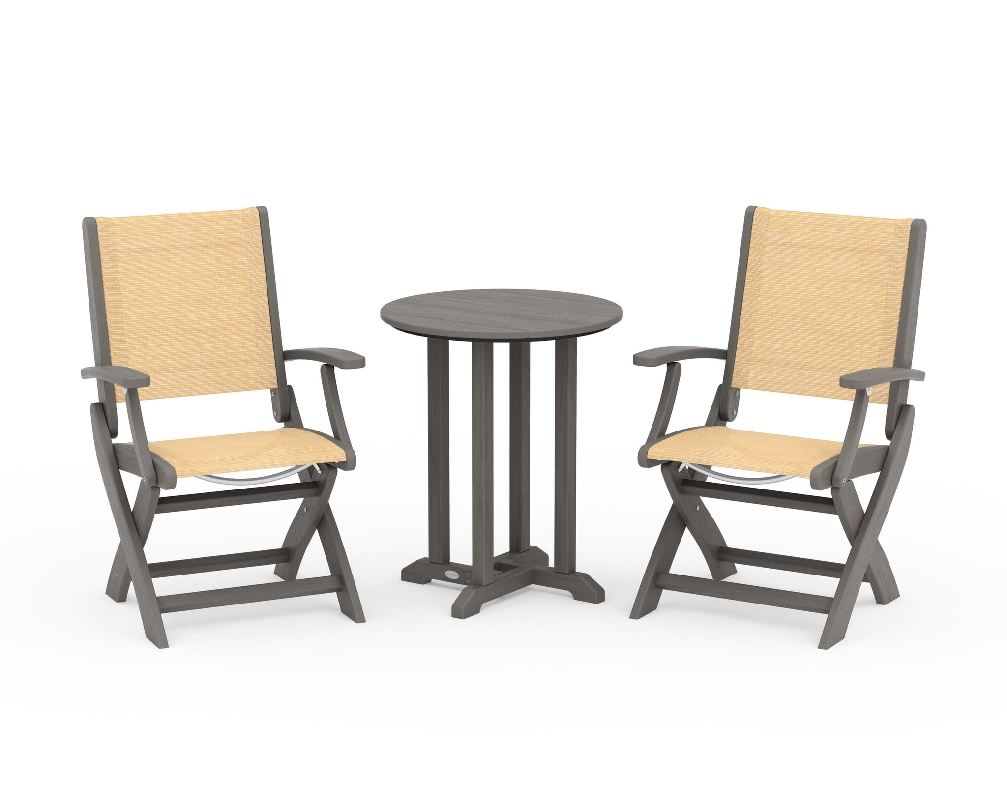 Coastal Folding 3-Piece Round Bistro Dining Set