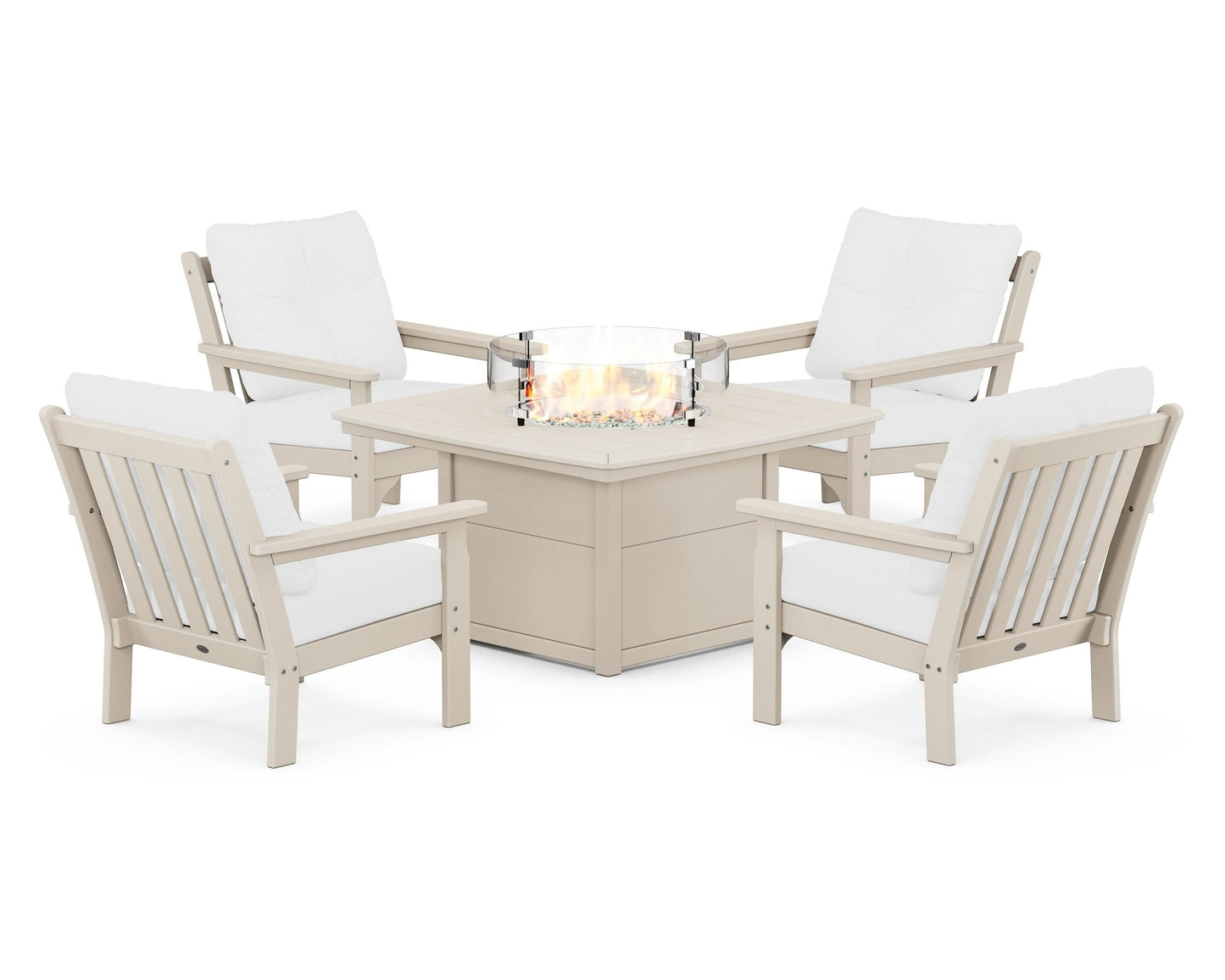 Vineyard 5-Piece Conversation Set with Fire Pit Table