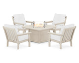 Vineyard 5-Piece Conversation Set with Fire Pit Table