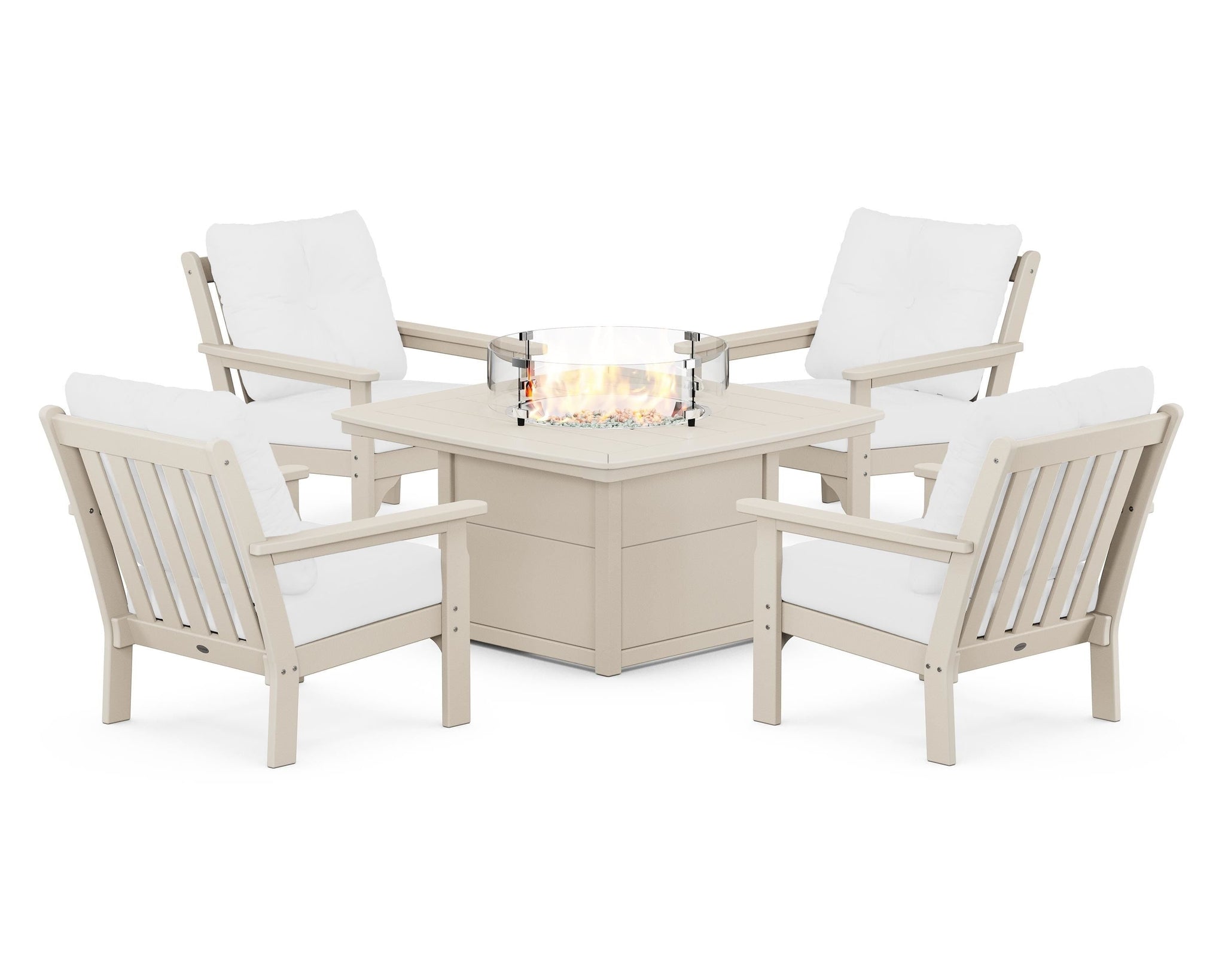 Vineyard 5-Piece Conversation Set with Fire Pit Table