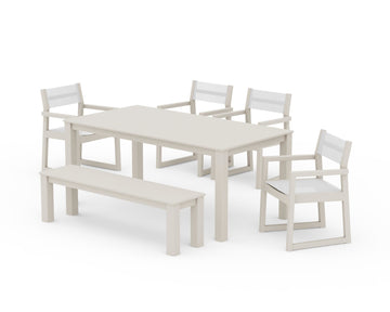 EDGE Sling Arm Chair 6-Piece Parsons Dining Set with Bench
