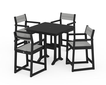 EDGE Sling Arm Chair 5-Piece Farmhouse Counter Set with Trestle Legs