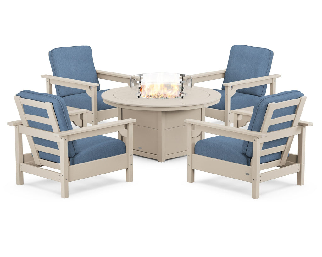 Club 5-Piece Conversation Set with Fire Pit Table