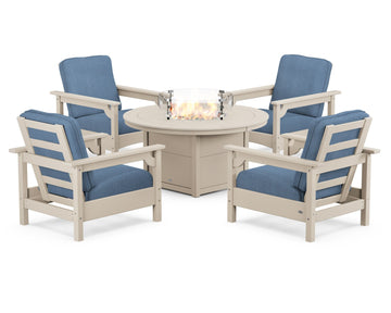 Club 5-Piece Conversation Set with Fire Pit Table