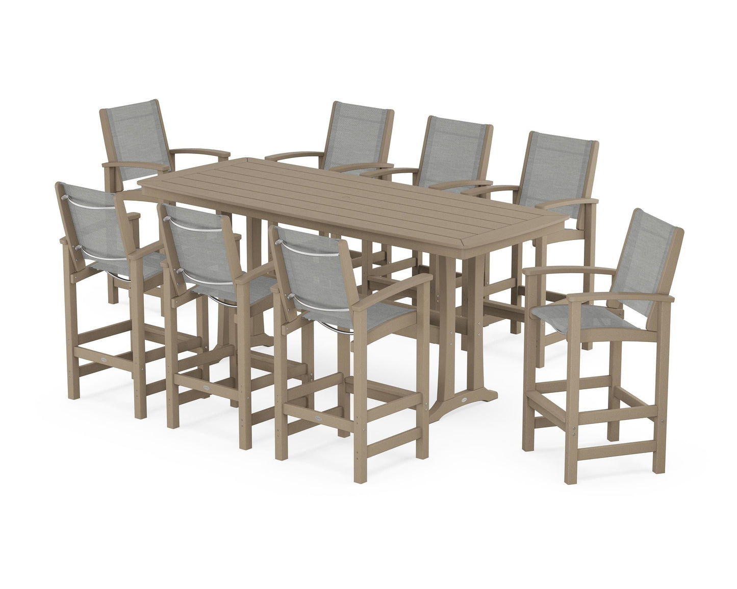 Coastal 9-Piece Bar Set with Trestle Legs