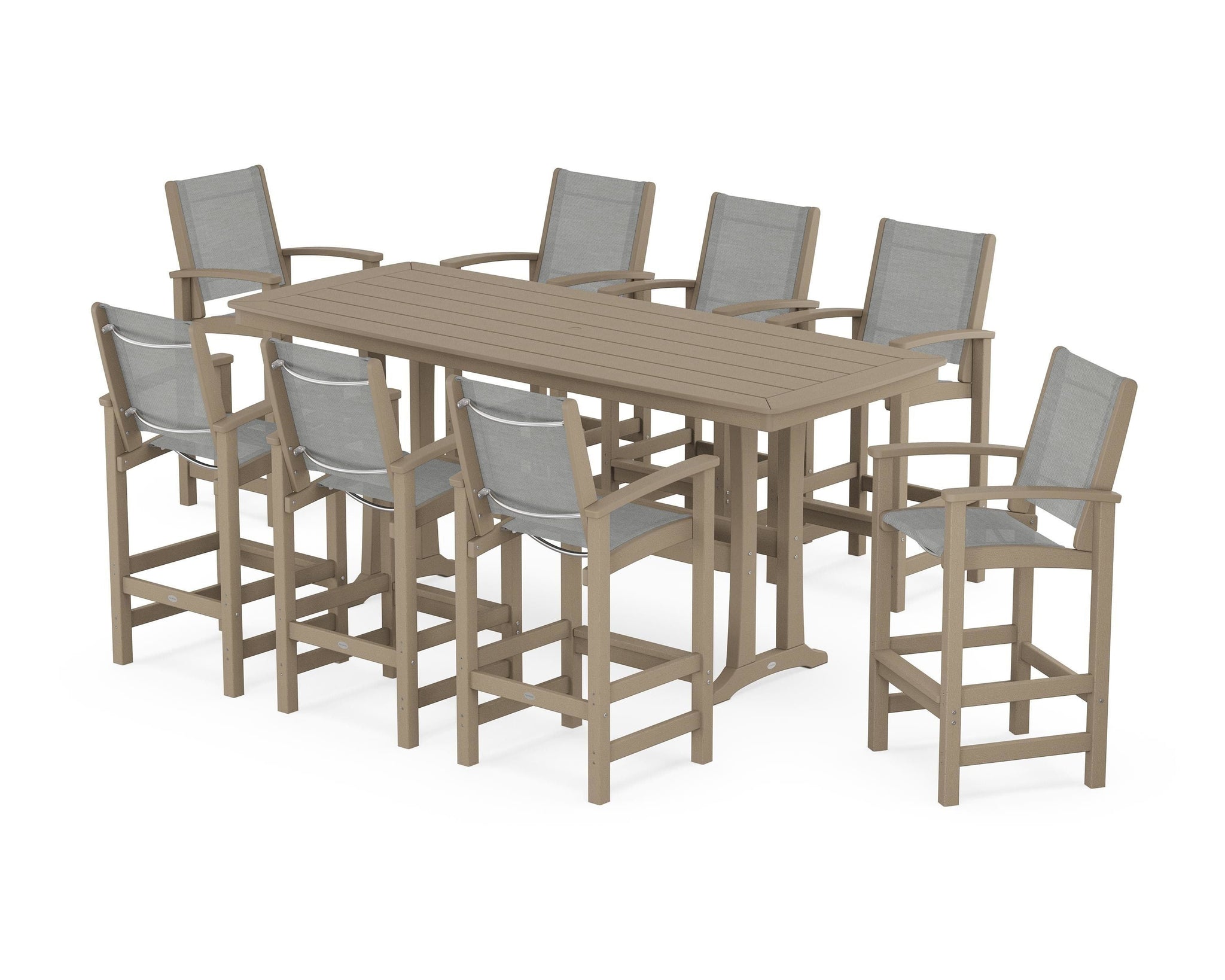 Coastal 9-Piece Bar Set with Trestle Legs