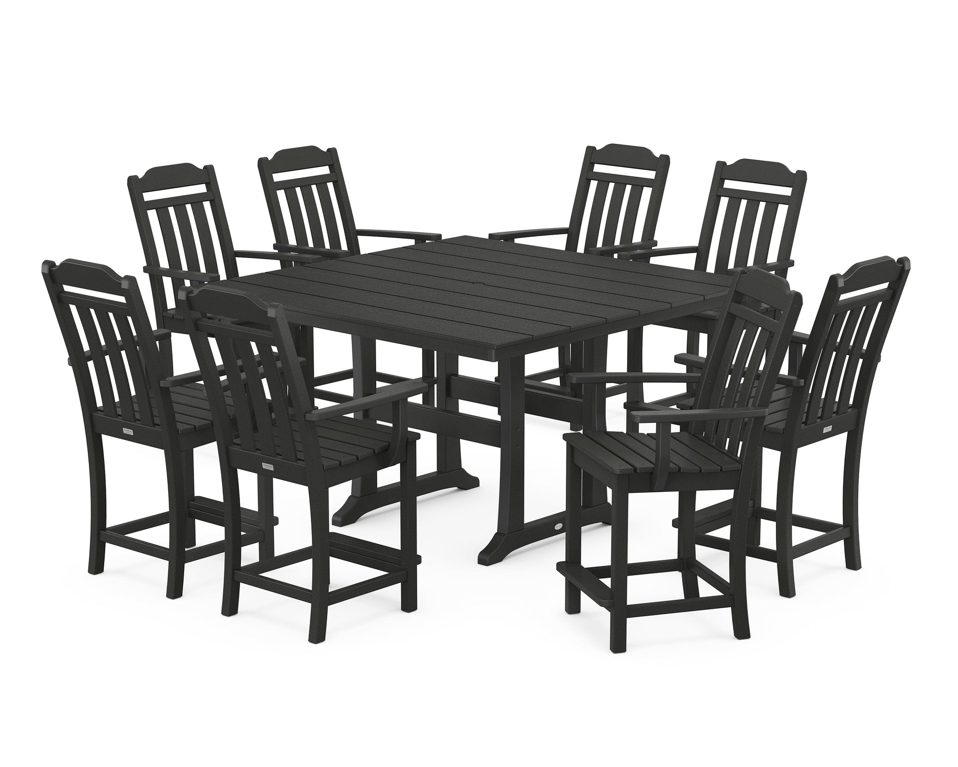 Cottage 9-Piece Square Farmhouse Counter Set with Trestle Legs