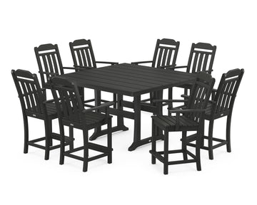 Cottage 9-Piece Square Farmhouse Counter Set with Trestle Legs
