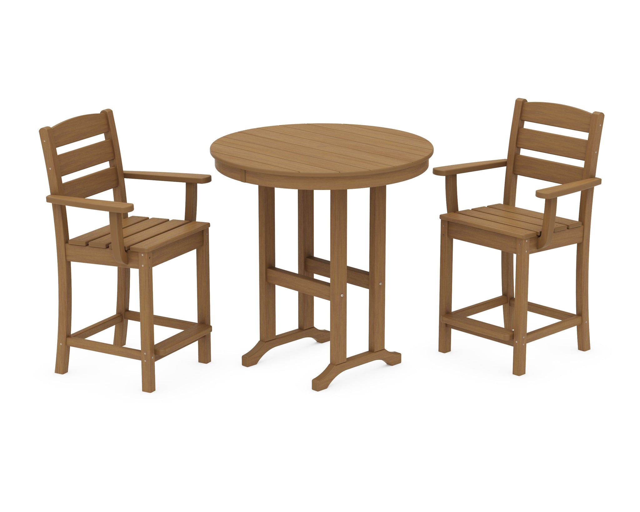 Lakeside 3-Piece Round Farmhouse Arm Chair Counter  Set