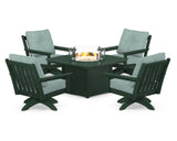Vineyard 5-Piece Deep Seating Swivel Conversation Set with Fire Pit Table