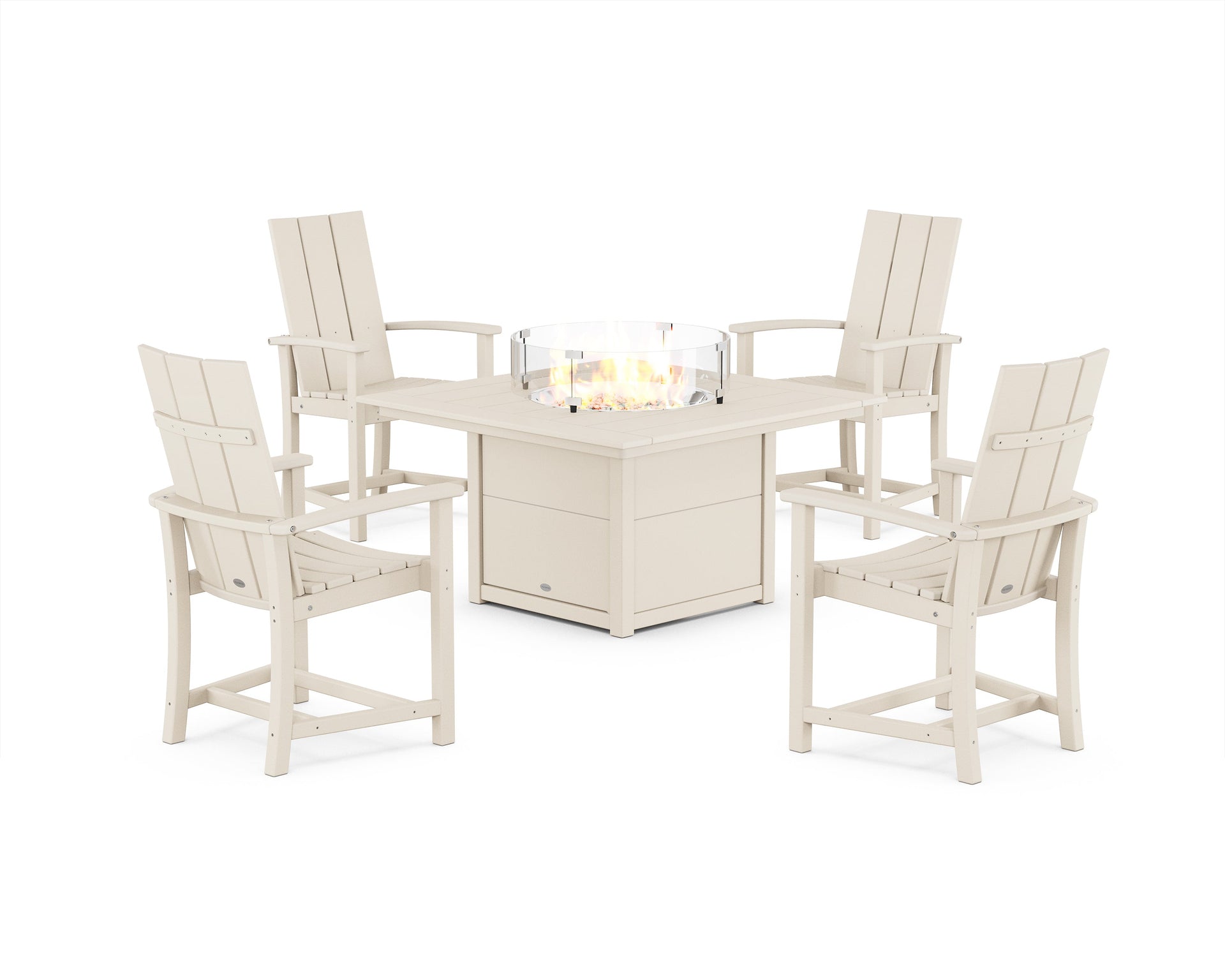 Modern 4-Piece Upright Adirondack Conversation Set with Fire Pit Table