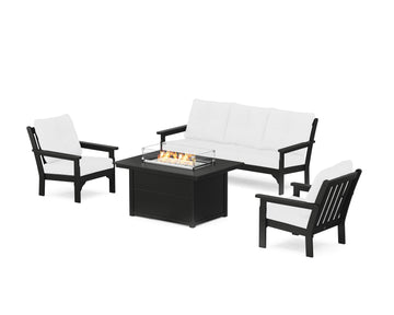 Vineyard Deep Seating Fire Pit Table Set