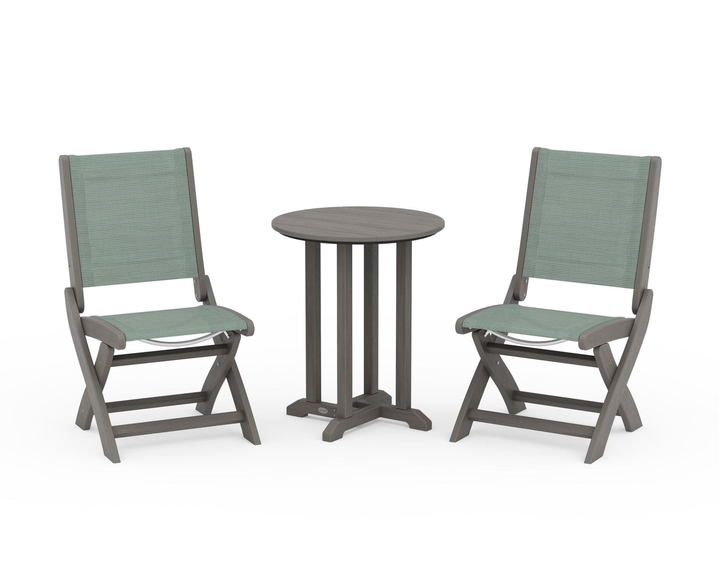 Coastal Folding Side Chair 3-Piece Round Bistro Dining Set