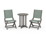 Coastal Folding Side Chair 3-Piece Round Bistro Dining Set