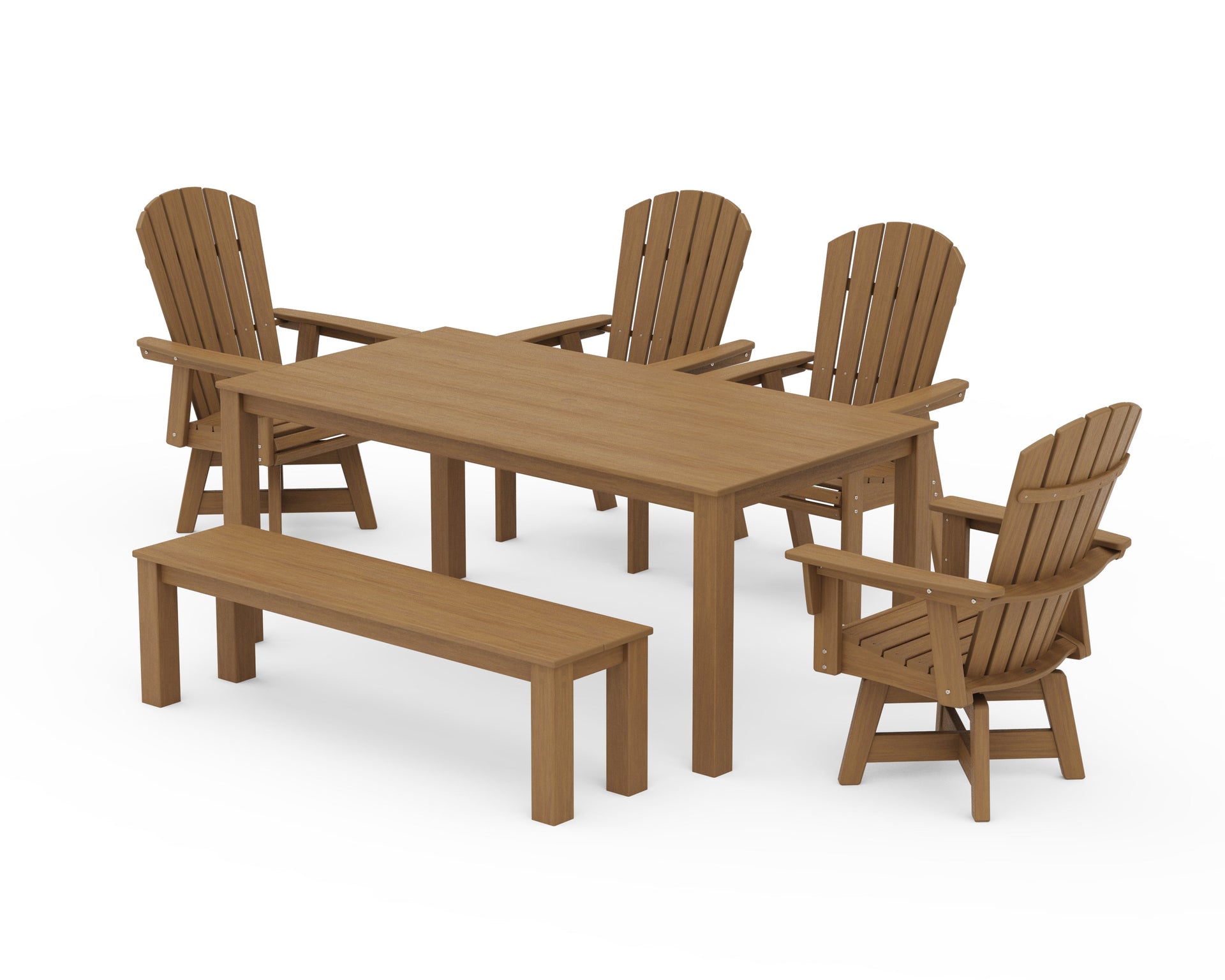 Nautical Curveback Adirondack Swivel 6-Piece Parsons Dining Set with Bench