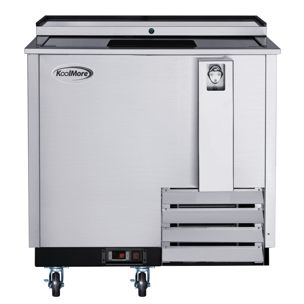 36 in. Commercial Bottle Cooler in Stainless-Steel with Built-In Opener, ETL Listed, 9 cu. ft.