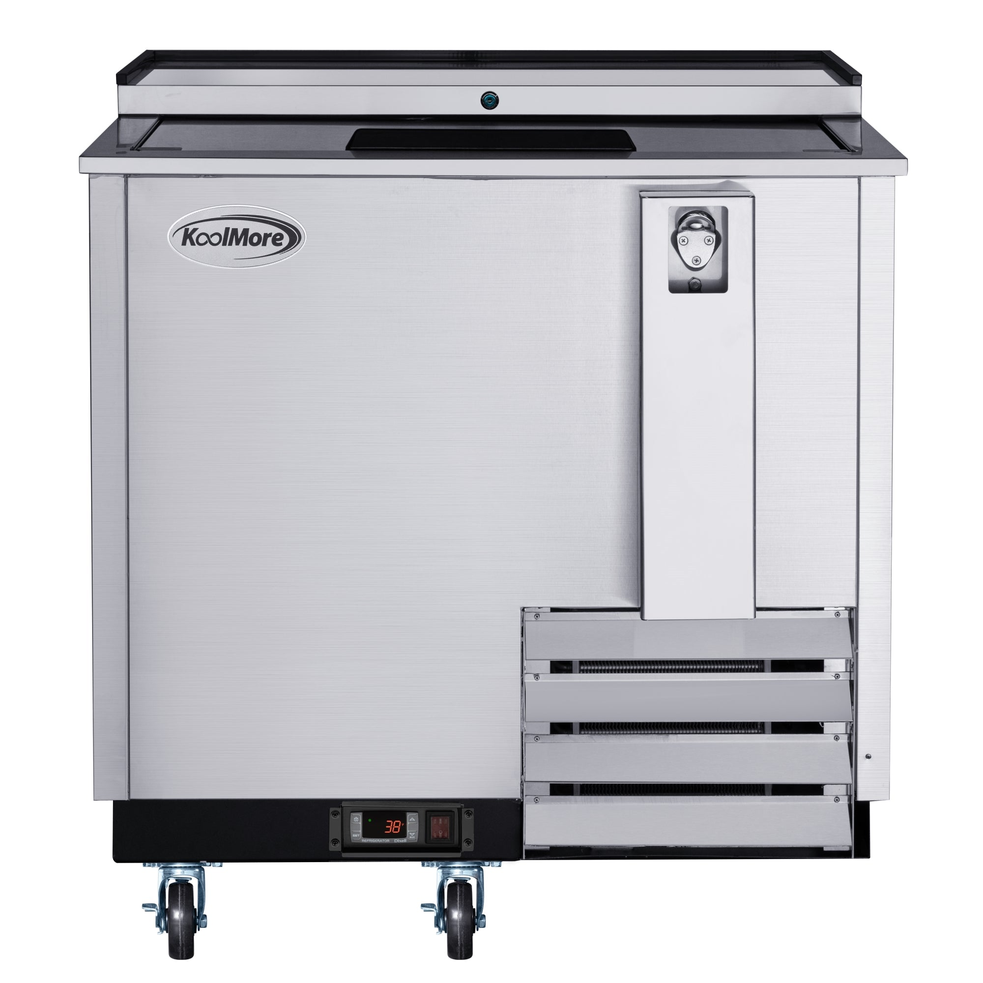 36 in. Commercial Bottle Cooler in Stainless-Steel with Built-In Opener, ETL Listed, 9 cu. ft.