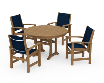 Coastal 5-Piece Round Dining Set with Trestle Legs