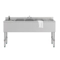 60 in. Three-Compartment Commercial Bar-Sink with 3 in. Backsplash, Dual Drainboards with Low Lead Faucet, NSF Certified in Stainless-Steel