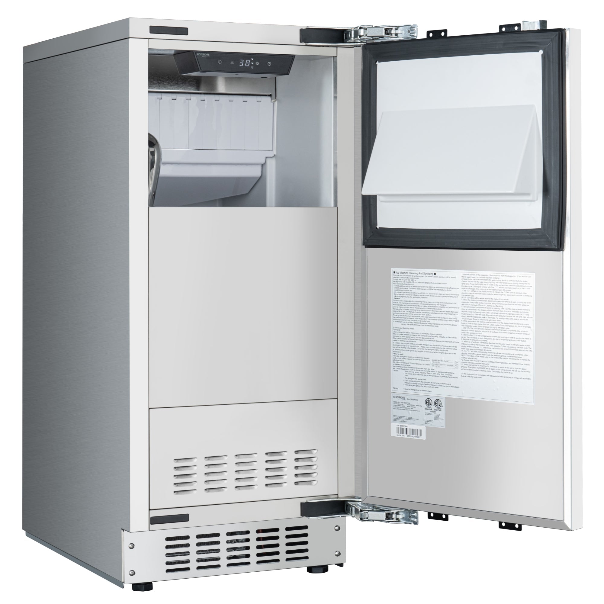 KoolMore Reserve 15 in. Residential Panel Ready Ice Maker 57 lbs/24hr in Stainless-Steel