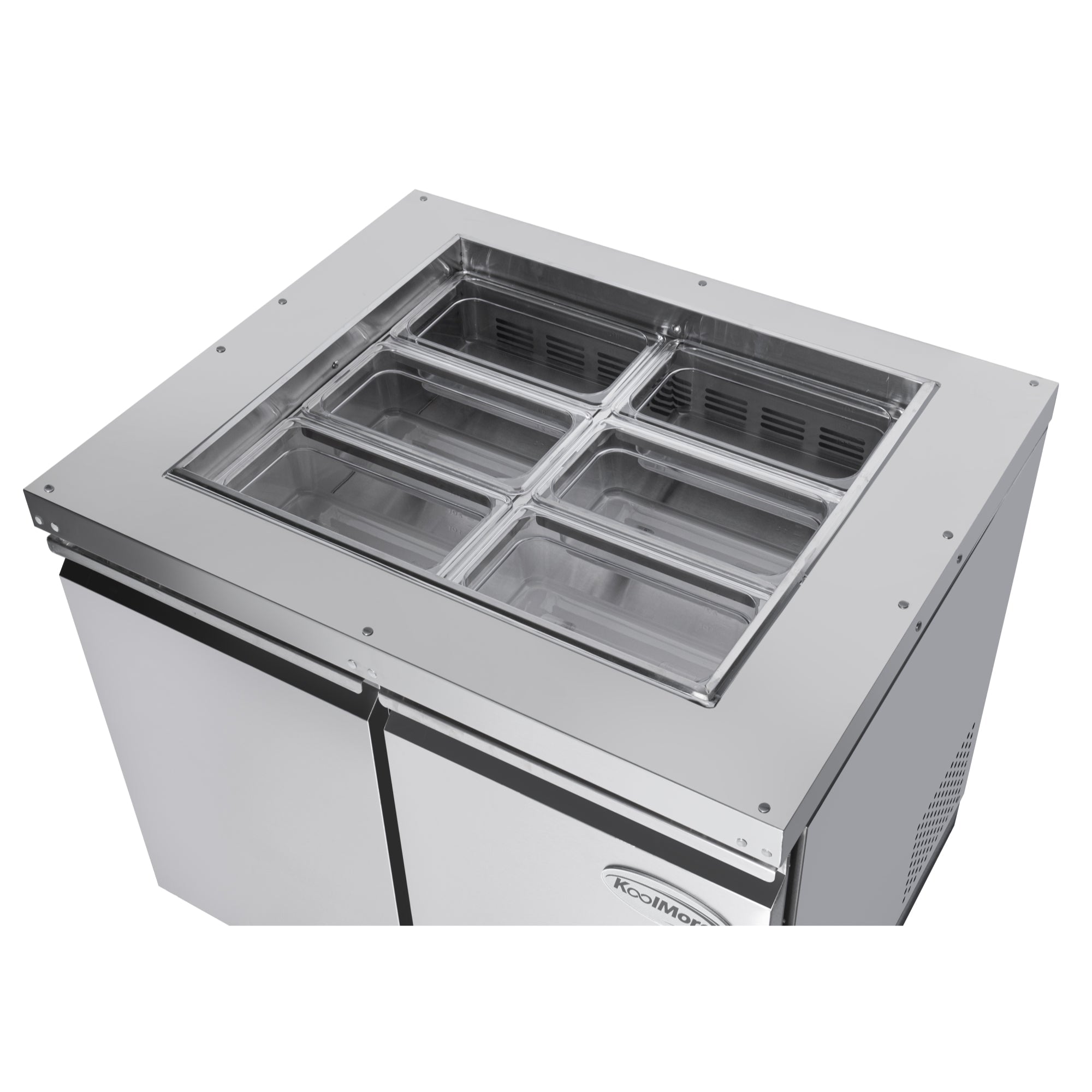 36 in. Commercial Refrigerated Prep Station Cold Table, Stainless-Steel Refrigerator with 6-Pan (Not Included) with Cover Capacity and Two Adjustable Shelves