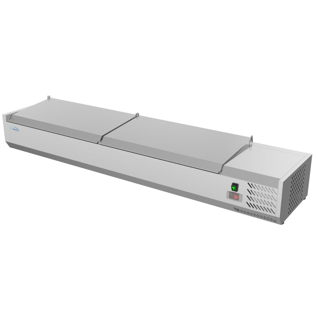 71 in. Eight Pan Refrigerated Countertop Condiment Prep Station