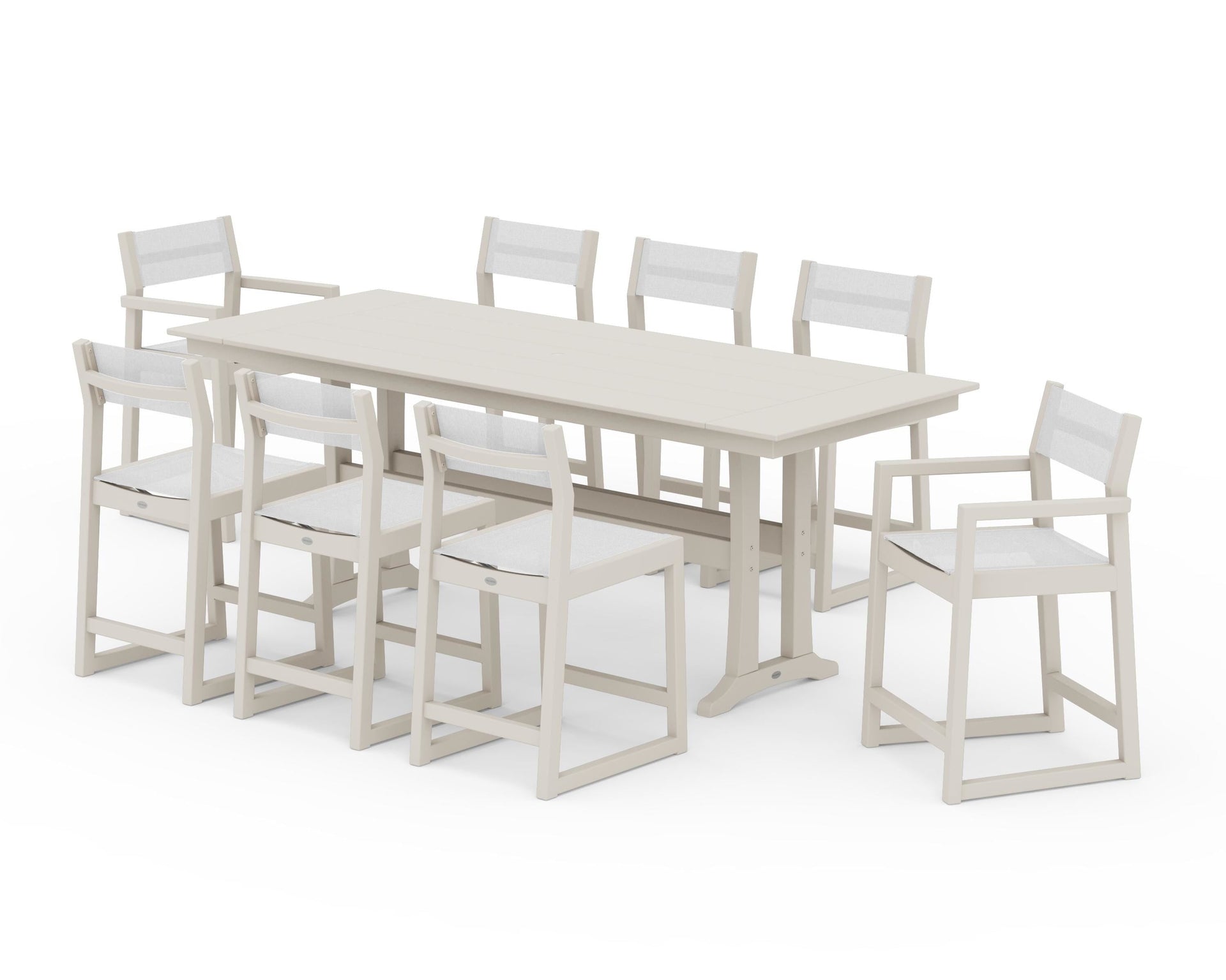 EDGE Sling 9-Piece Farmhouse Counter Set with Trestle Legs