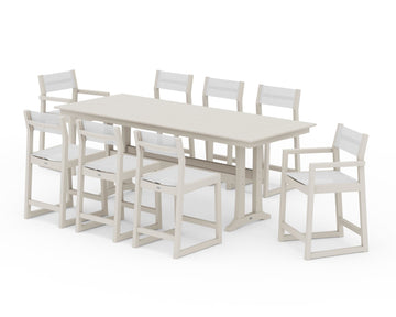 EDGE Sling 9-Piece Farmhouse Counter Set with Trestle Legs