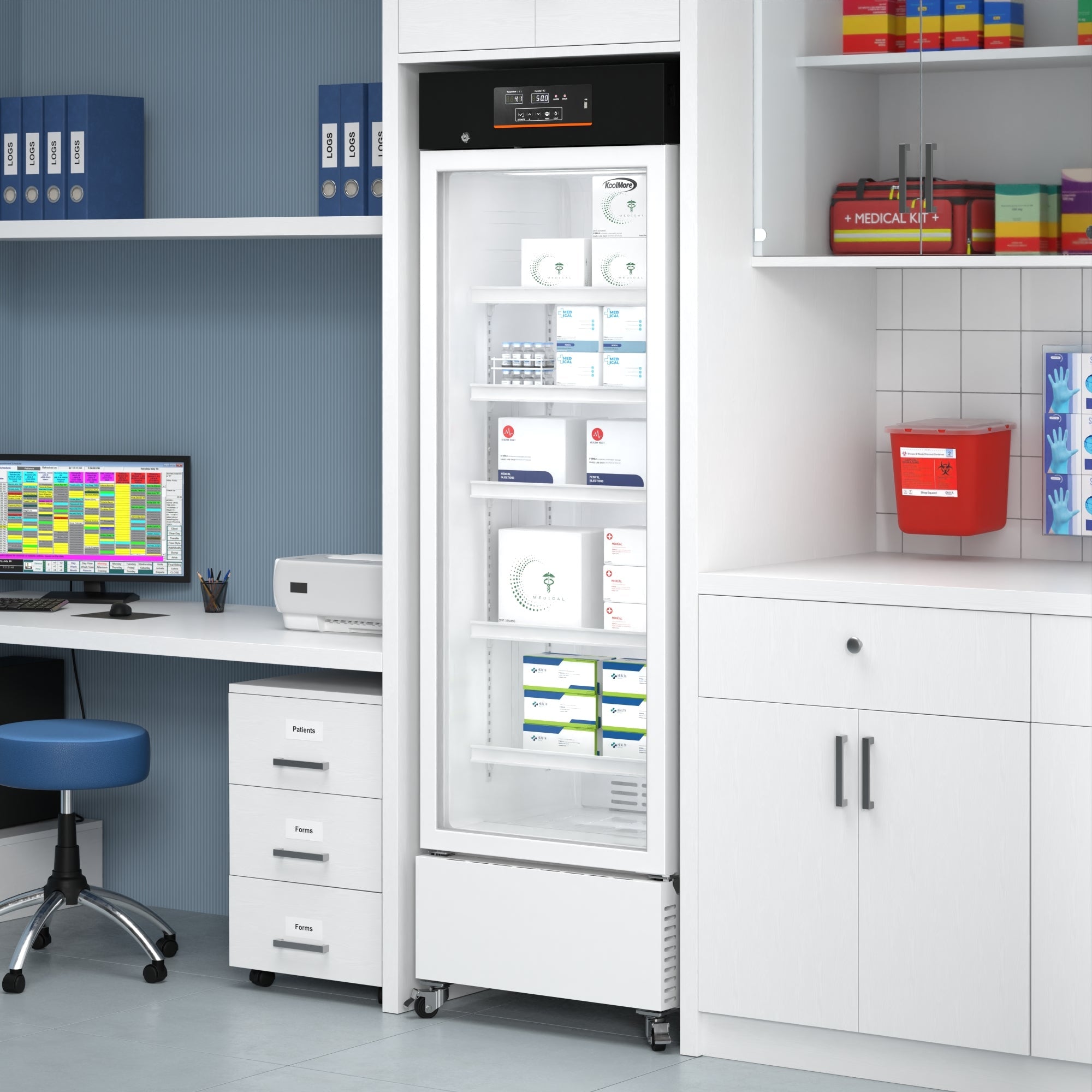 24 in. 11 cu. ft. Medical Pharmacy Refrigerator With Multi-Level Emergency Alarms in White, UL Listed