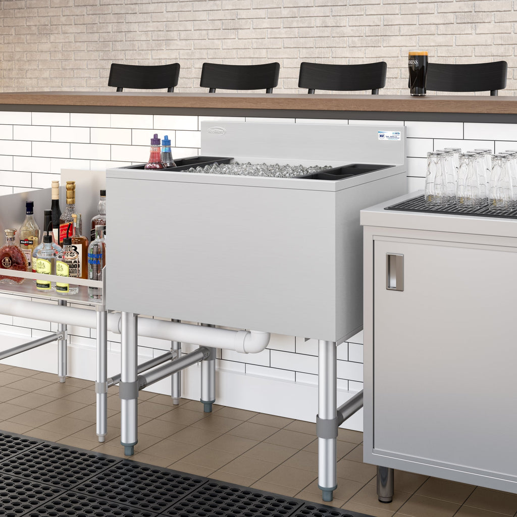 24 in. Commercial Underbar Ice Bin with Siding Lid in Stainless Steel