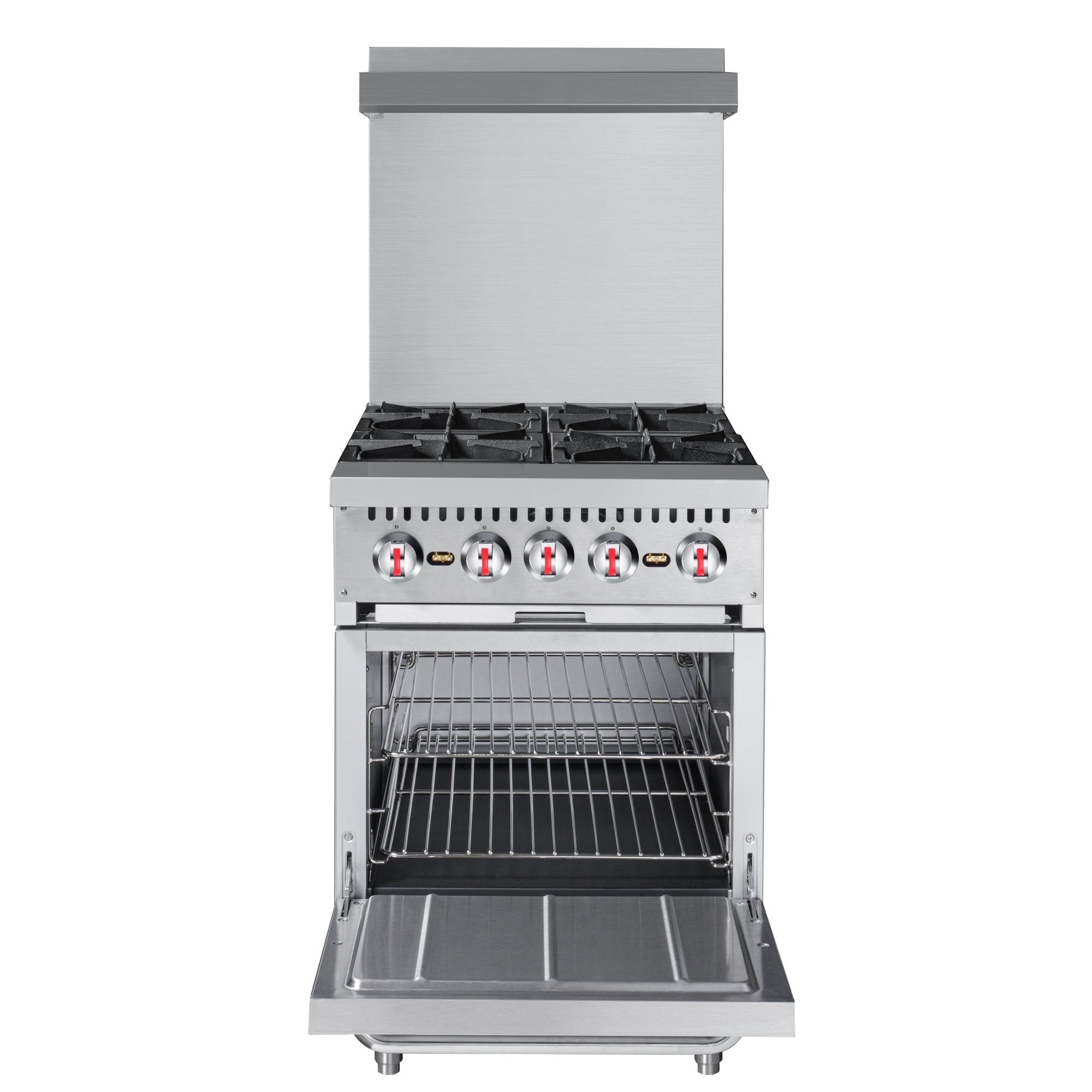 24 in. 4 Burner Commercial Liquid Propane Range with Oven in Stainless-Steel