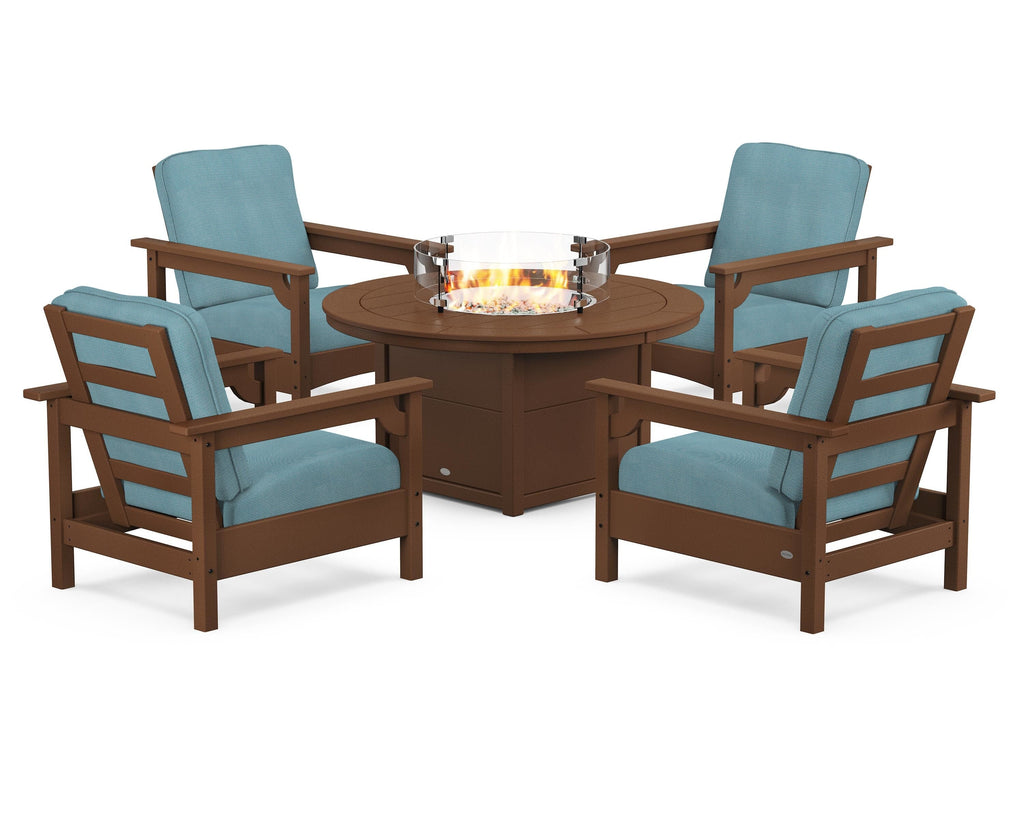 Club 5-Piece Conversation Set with Fire Pit Table