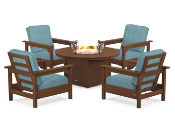 Club 5-Piece Conversation Set with Fire Pit Table